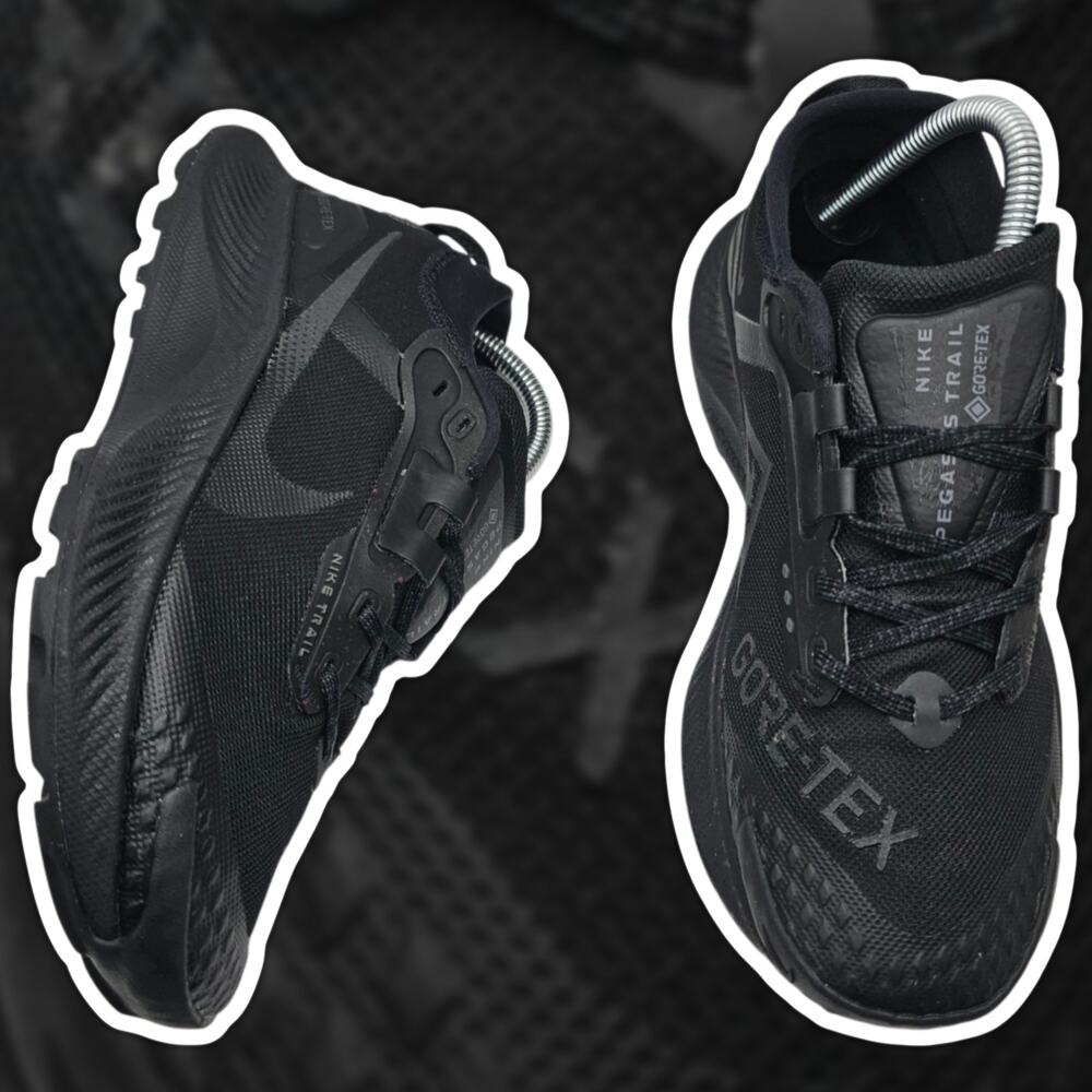 Nike Pegasus Trail 3 GTX Triple Black Womens 8.5 Running Shoes GORE-TEX